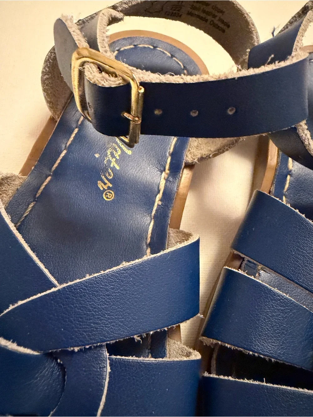 Salt Water Sandals by Hoy Navy Blue Leather Toddler Cross-Strap Sandals